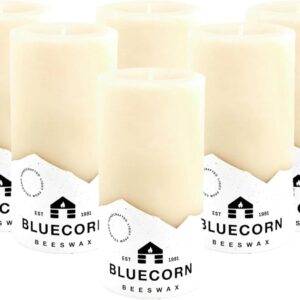 Bluecorn Beeswax Pillar Candles | 6-Pack, White 3x6in