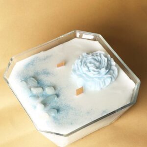 Vanilla Soy Candle 1900cc | Aquamarine Glass | Wooden Wick