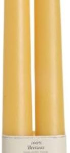 Natural Honey Beeswax Taper Candles - 12" Pair