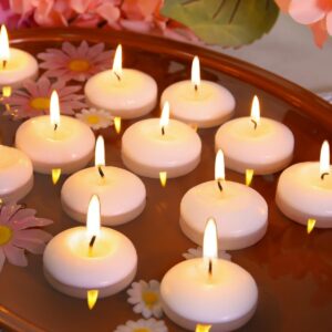 48 Pack 2in White Floating Candles - 6hr Burn Unscented