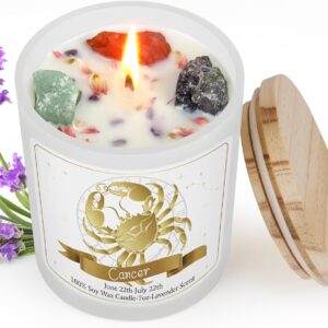 Cancer Zodiac Scented Candle with Crystals & Healing Stones