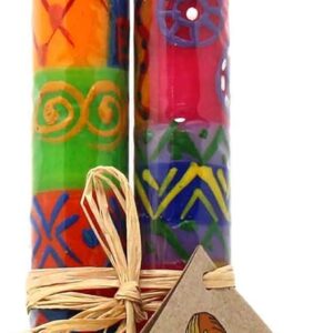 Global Crafts Shahida Hand-Painted Taper Candles - Set of 2