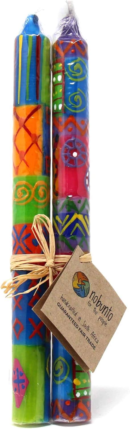 Global Crafts Shahida Hand-Painted Taper Candles - Set of 2