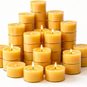 Crenovo 36-Pack Beeswax Tea Lights, 4-Hour Burn Time