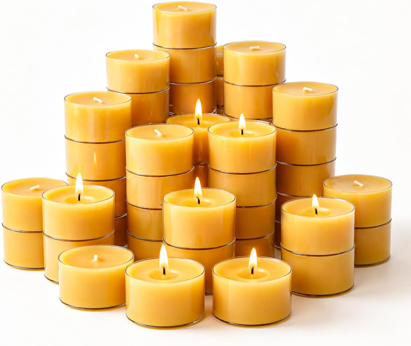 Crenovo 36-Pack Beeswax Tea Lights, 4-Hour Burn Time