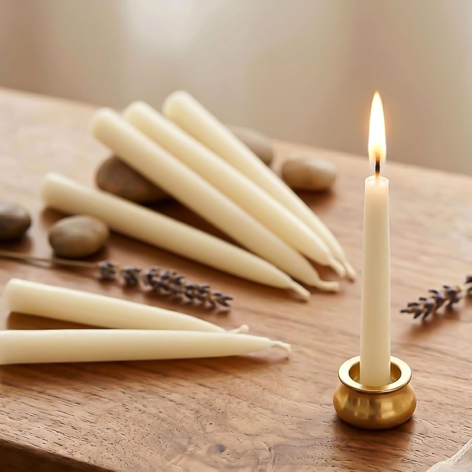 12-Pack 20-Min Beeswax Meditation Candles w/ Holders