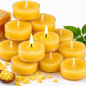 12 Pure Beeswax Tea Lights – Natural Air Purifying Candles