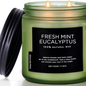 M&SENSE Eucalyptus Mint Soy Candle, 70-Hour Burn, Non-Toxic