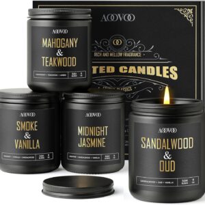 AOOVOO Men's Scented Candle Set - 4 Luxury Soy Candles