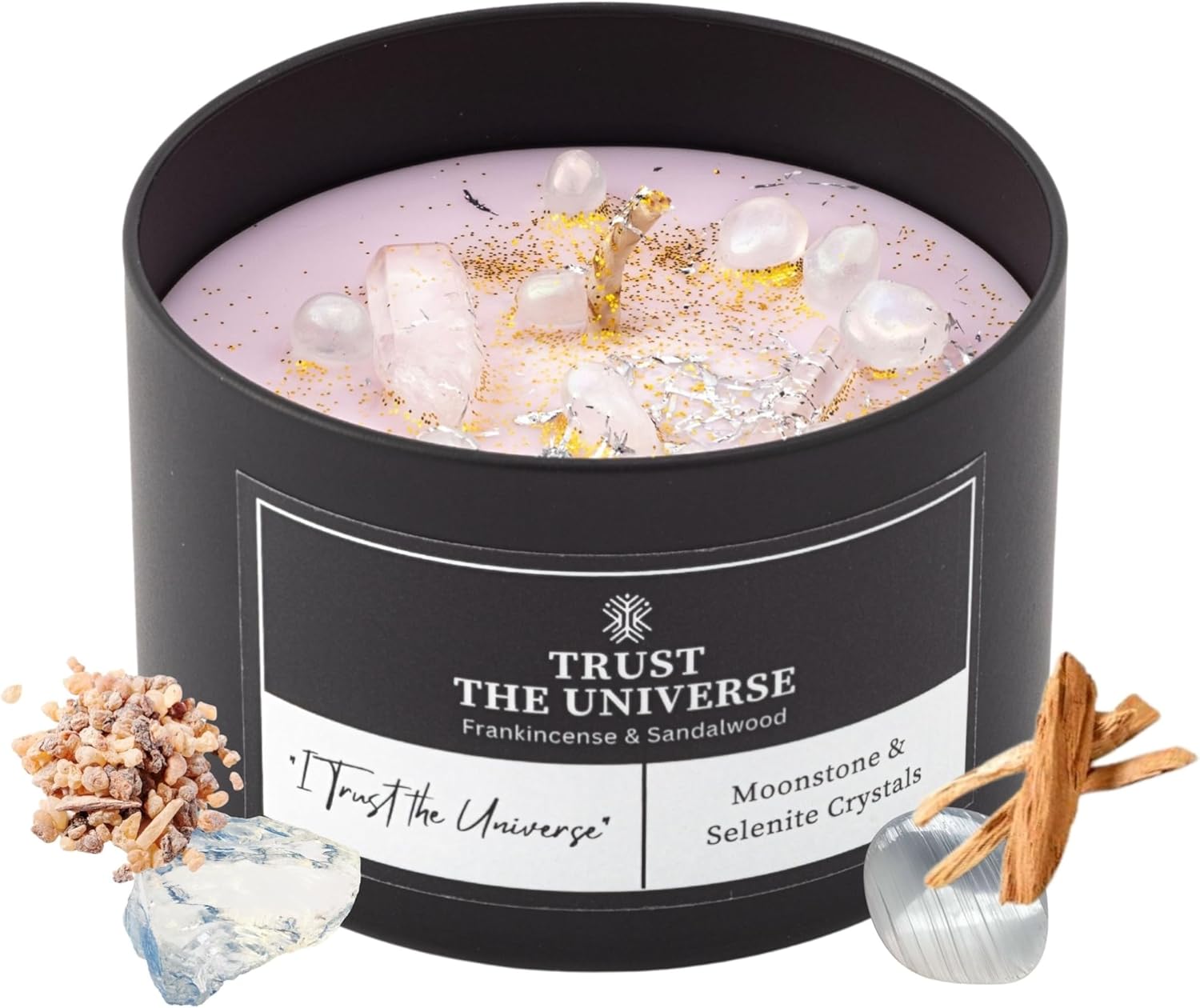 Trust the Universe Crystal Candle – 8oz Soy Candle for Meditation