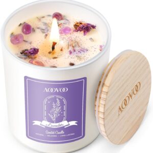 AOOVOO Lavender Soy Candle – 10oz Aromatherapy Gift Set
