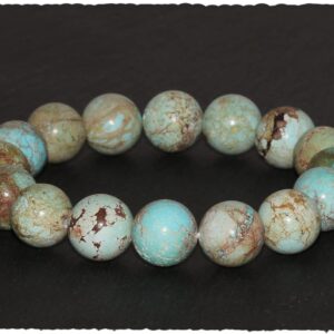 Authentic Hubei Turquoise Bracelet - 12mm Beads - 6.25in