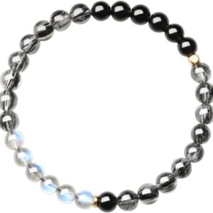 Natural Black Obsidian & Moonstone Healing Bracelet