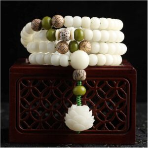 White Bodhi Root Beads Bracelet for Yoga Meditation