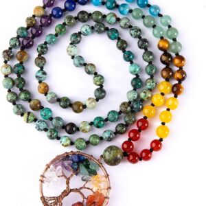 Bivei 7-Chakra Mala Bead Bracelet – Healing Gemstone Yoga Wrap