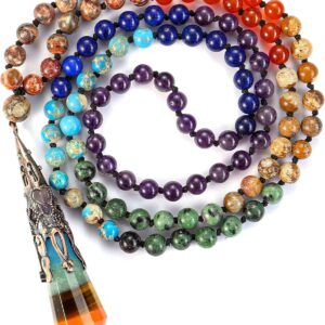 Jovivi 108-Bead Mala Bracelet – Real Gemstone Chakra Healing