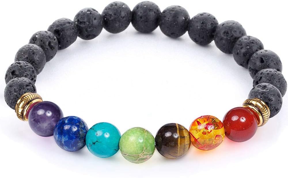 7 Chakra Healing Bracelet | Volcanic Lava Mala