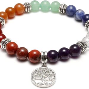 Jovivi 7 Chakra Healing Crystal Bracelet