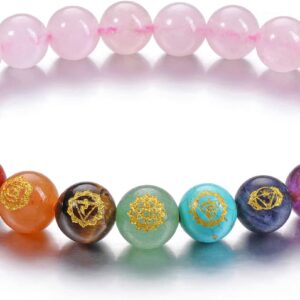 8mm 7 Chakra Stone Bracelet for Meditation & Healing