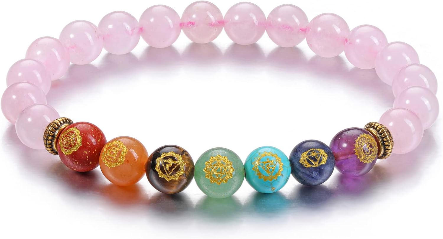 8mm 7 Chakra Stone Bracelet for Meditation & Healing