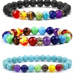 Adjustable Lava Rock Chakra Bracelet – 8mm & 6mm Set