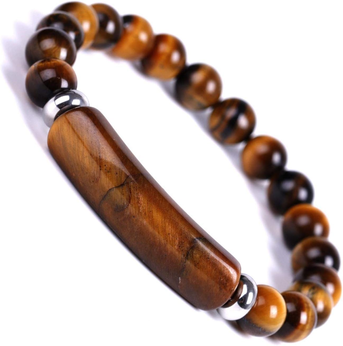Natural Tiger Eye Charm Bracelet – Unisex Healing Stone Jewelry
