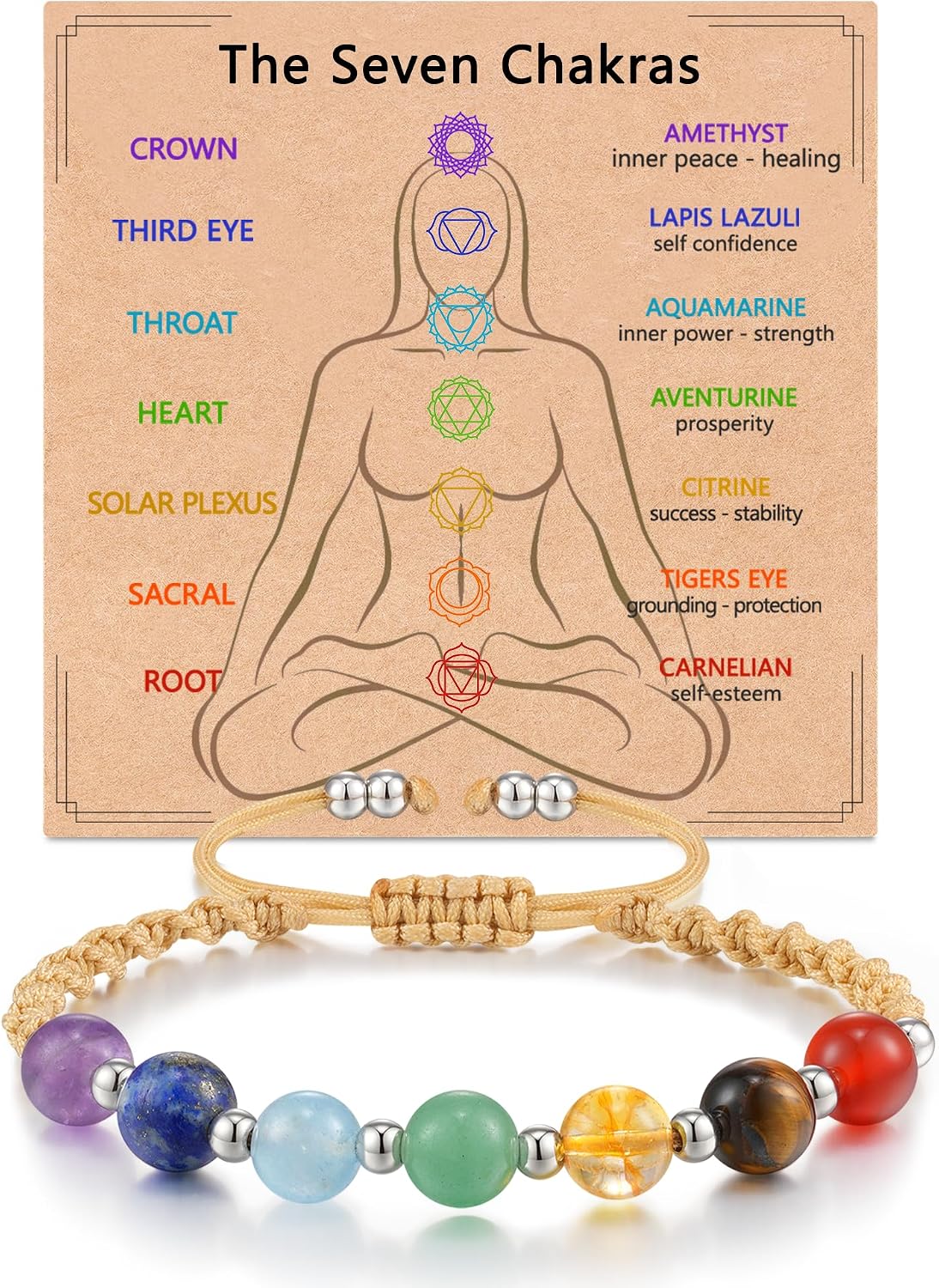 7 Chakra Healing Bracelet for Women – Anxiety Relief Gemstone Set