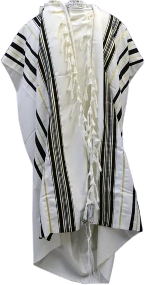 Black & Gold 100% Wool Tallit – Kosher Prayer Shawl