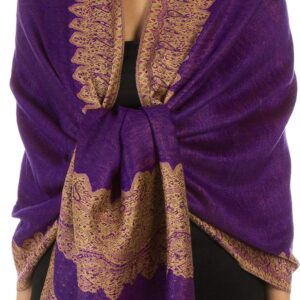Sakkas Reversible Border Woven Pashmina Scarf – 78" x 28"