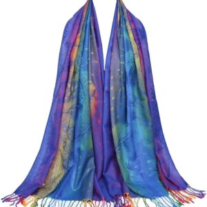 Vibrant Jacquard Cotton Pashmina Shawl with Tassels