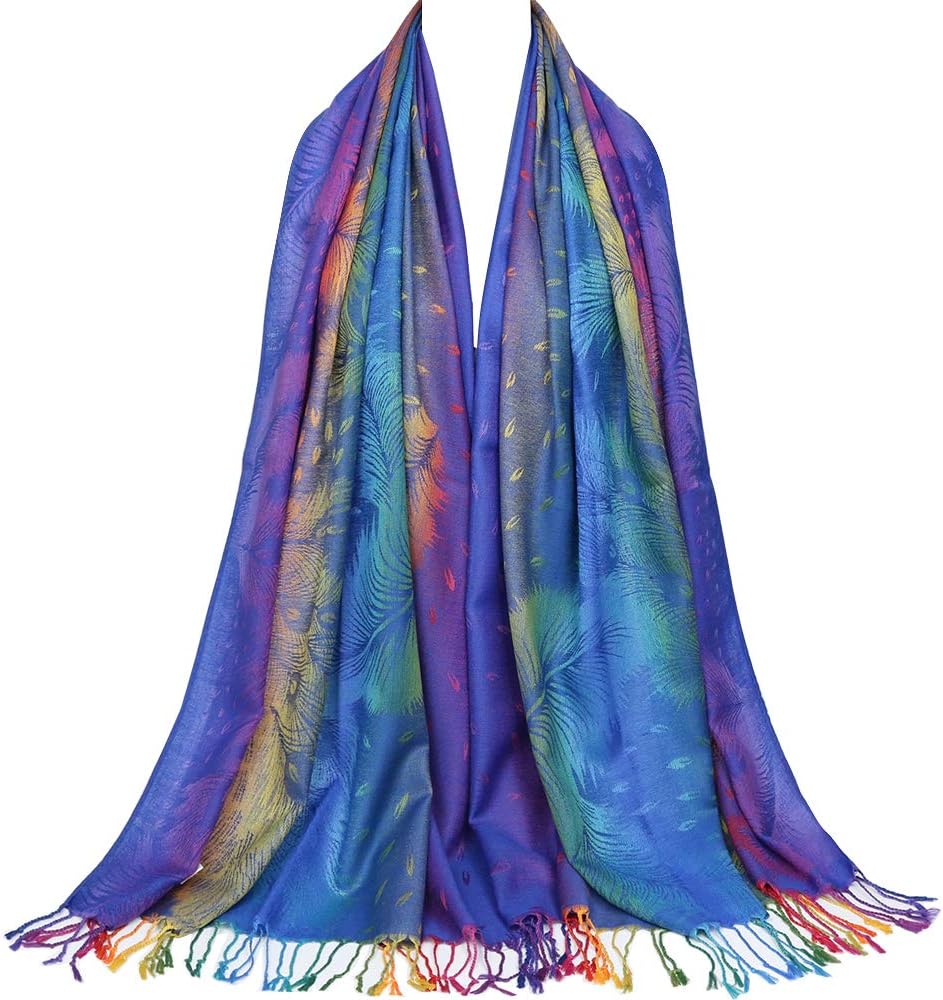 Vibrant Jacquard Cotton Pashmina Shawl with Tassels