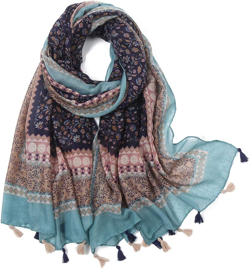 Yeieeo Boho Floral Scarf – Lightweight Shawl for Women