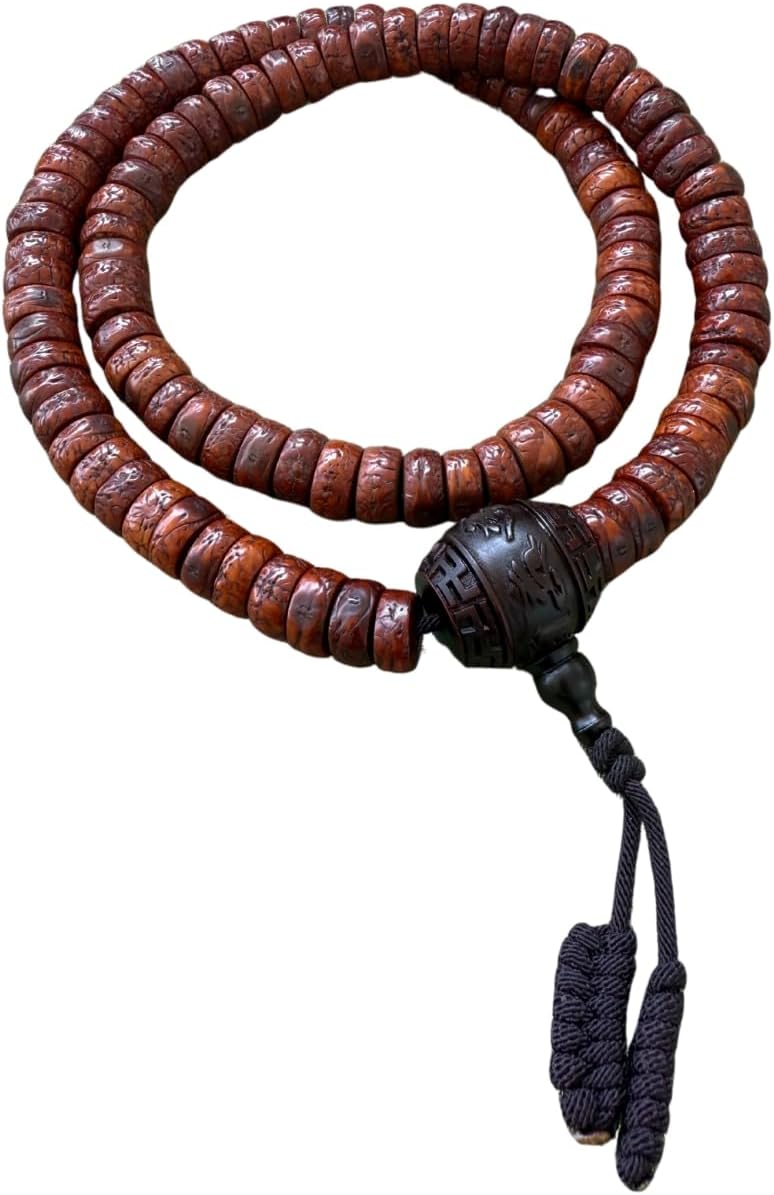Authentic Tibetan Mala, 108 Bodhi Beads, Yak Horn Guru