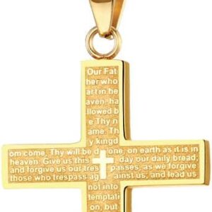 Rnivida Stainless Steel Lord's Prayer Cross Pendant