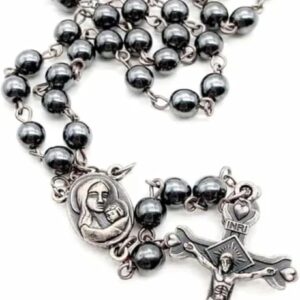 Nazareth Store Hematite Rosary with Holy Soil & Cross