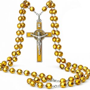 SANCTUM VERITAS Gold Crystal Rosary Necklace