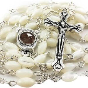 Handcrafted Pearl Rosary with Silver Cross - Nazareth Store