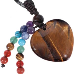 SUNYIK 7 Chakra Heart Crystal Necklace - Adjustable Healing Pendant
