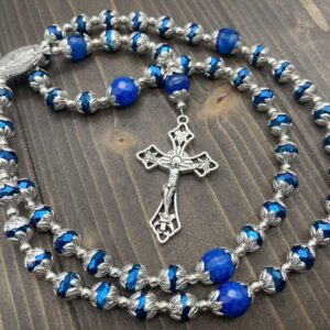 Nazareth Store Crystal Beads Rosary - Deep Blue Glow