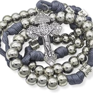 Stainless Steel Paracord Rosary Necklace w/ Pardon Cross