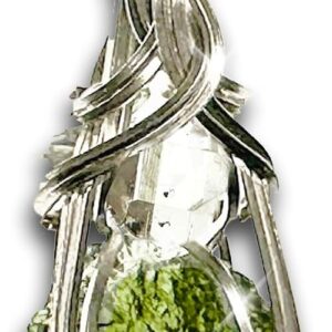 Authentic Moldavite Pendant with Herkimer Diamond