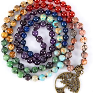 Bivei 7 Chakra Mala Bead Bracelet, 108 Beads