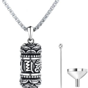 Tibetan Meditation Pendant Stash Necklace - Men's Stainless Steel