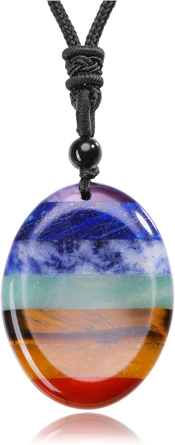 Jovivi 7 Chakra Healing Crystal Necklace - Anxiety Relief