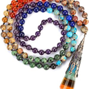GEHECRST 7-Chakra Mala Bead Necklace - Meditation & Healing