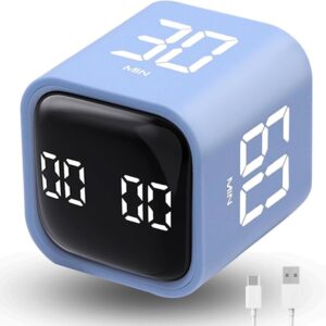 Flip Timer Cube: 5/10/30/60min Countdown & Countup – Blue