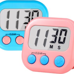 Digital Kids Timer 2-Pack, Magnetic Classroom Timer Blue Pink