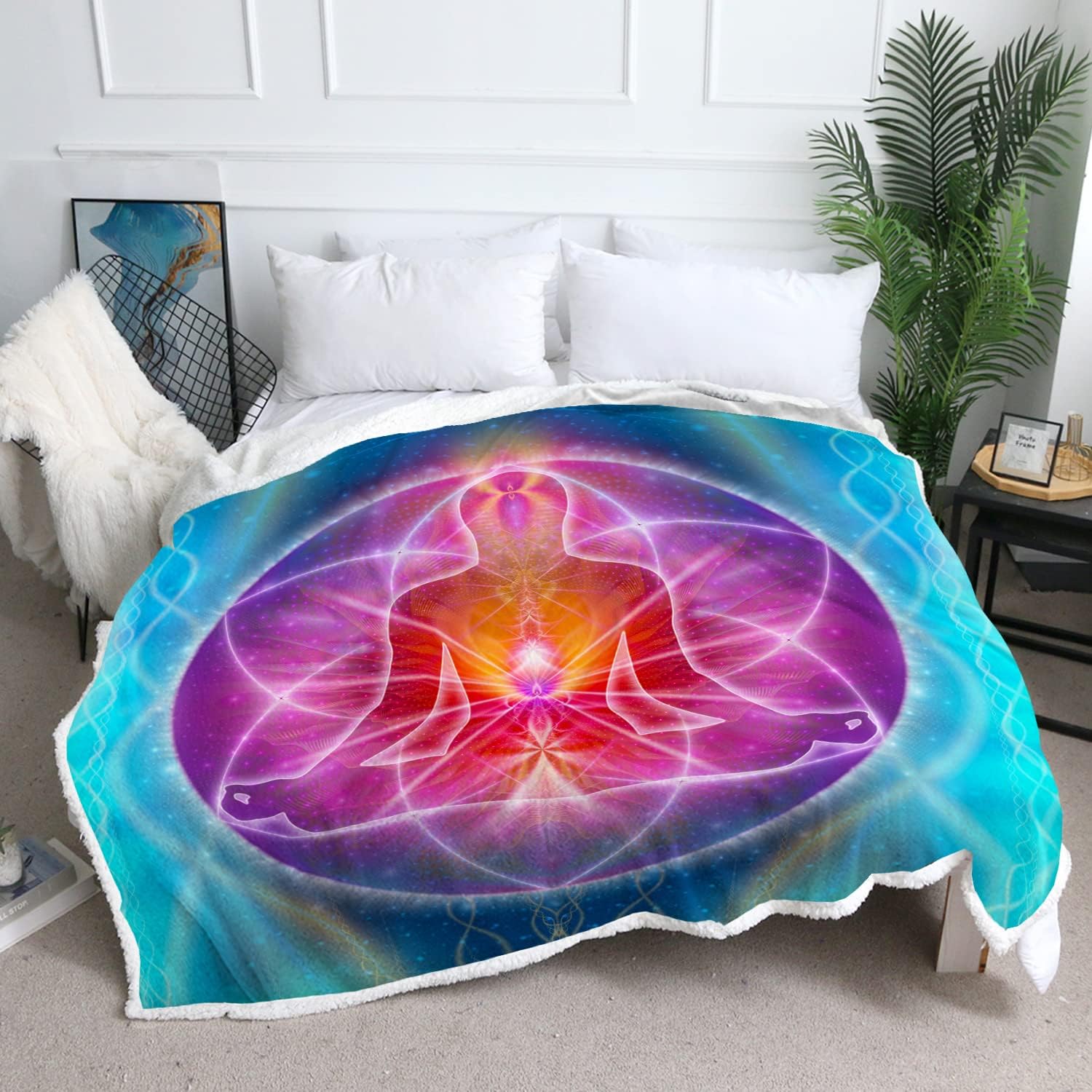 Violet Mandala Throw Blanket – Cozy Sherpa Fleece (Lg)