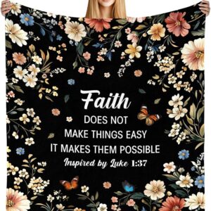 Faith Floral Throw Blanket 60"x50" - Inspirational Gift