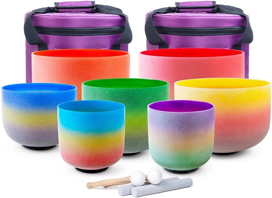 7-Pc Crystal Singing Bowl Set, Meditation & Sound Healing